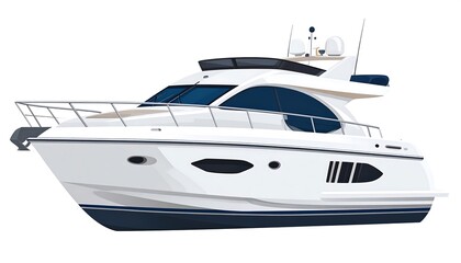 Luxury White Motor Yacht, High-End Vessel, Ocean Cruise, Modern Boat Design, Exquisite Watercraft.