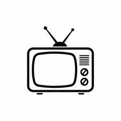 Simple television set illustration, representing vintage technology with retro tv design on clean white backdrop. Retro tv shows classic entertainment, an antique technology icon.