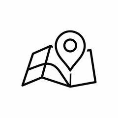 Depiction of map location as pointer icon, showing navigation concept on white background. Map location is perfect to showcase travel destination and direction assistance.
