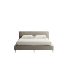 Modern beige fabric bed with sleek lines and comfortable pillows creates a relaxing bedroom retreat for peaceful sleep and stylish home decor inspiration
