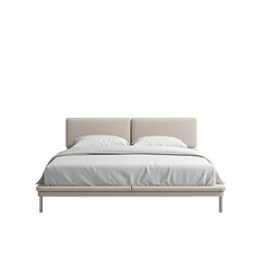 Elegant, modern bed with soft linens, inviting relaxation and serene sleep, perfect for bedroom design projects and luxurious home interiors, stylish furniture