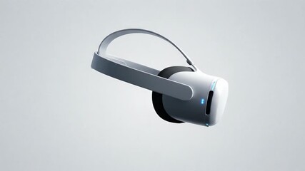 Futuristic VR headset rotating in 3D space, virtual reality goggles spin on light background, modern immersive technology concept, augmented reality device animation, minimal design loop - Powered by Adobe