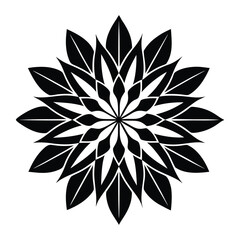 Black Geometric Floral Mandala