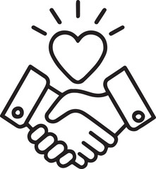 Handshake with Heart – Minimalist Line Art Symbol of Trust and Partnership
