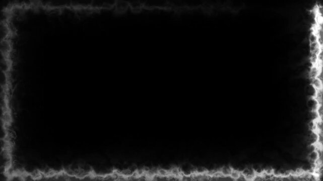 Abstract neon rectangle frame glowing with bright  light on a black background