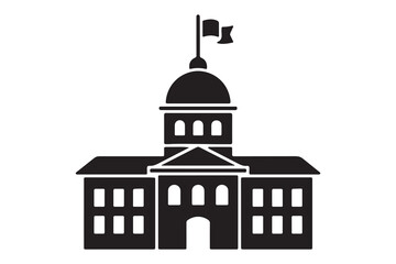 Obraz premium Government Building Silhouette Icon for Institutions, Capitol & Public Offices
