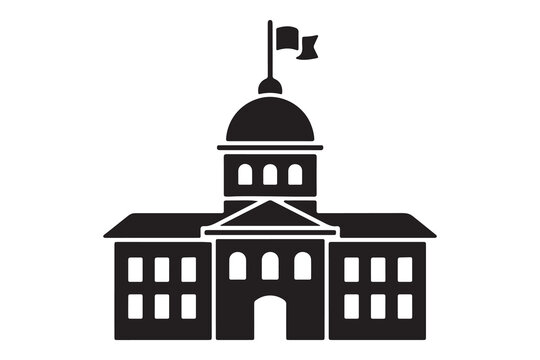 Government Building Silhouette Icon for Institutions, Capitol & Public Offices