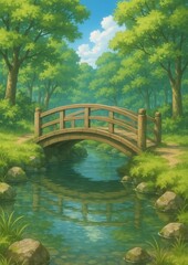Serene nature bridge scene wallpaper.