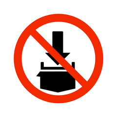 Red circle with diagonal line no crushing symbol forbidden action icon graphic vector