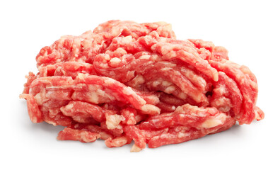 Fresh raw minced meat isolated on white