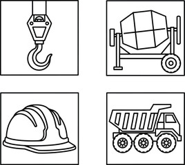 Vector art of construction tools and equipment 