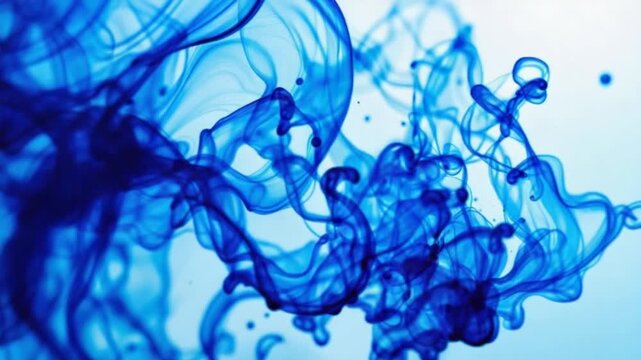 Blue Ink Cloud in Water - Abstract Art and Fluid Dynamics.