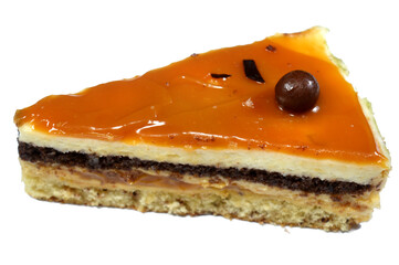 Caramel mousse cake, a traditional French dessert called mousse, whipped cream and egg whites, along with thick fillings, the cake is light and airy and with a smooth, silky, and light feel