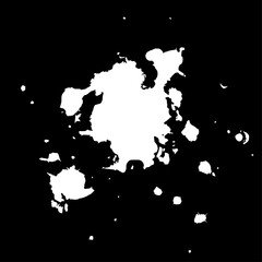 Abstract White Splatter Shape with Irregular Edges and Textured Appearance.