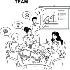 Vector art of team meeting discussion