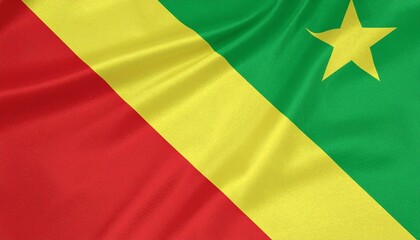 Republic of the Congo national flag with diagonal green, yellow, and red tricolor and yellow star in green field&mdash;symbolizing Pan-African unity, hope, and sovereignty.