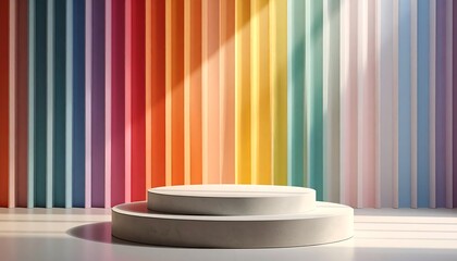 Colorful Rainbow Stage Display Minimalist.