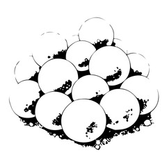 Artistic Black and White Illustration of Spherical Shapes Grouped Together.