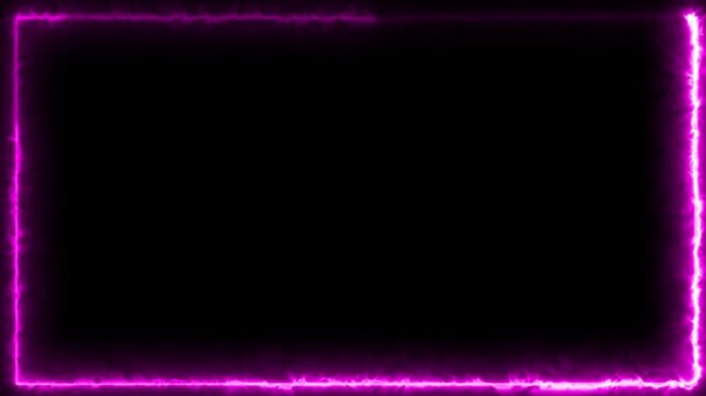Abstract neon rectangle frame glowing with bright  light on a black background