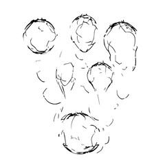 Artistic Sketch of a Cluster of Grapes, Simple Black Ink Drawing.