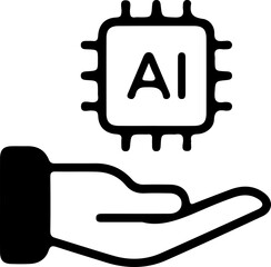 ai hand holding chip icon vector design logo art 