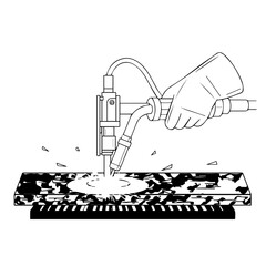 Artistic Welding Process on a Piano Keyboard, Sparks and Detail.