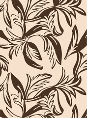Tropical Seamless pattern with linear tropical leaves. Line art botanical background. Hand drawn vector illustration.Botanical bamboo palm seamless pattern with lush jungle leaves, organic branches,   © Sketch