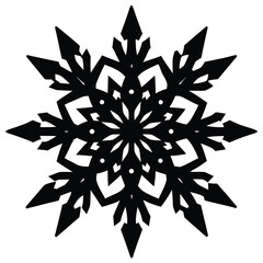 Intricate black snowflake design white geometric