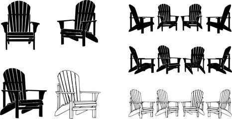 Fototapeta premium Adirondack chair, Adirondack chair silhouette, Chair, Beach chair, Chair silhouette