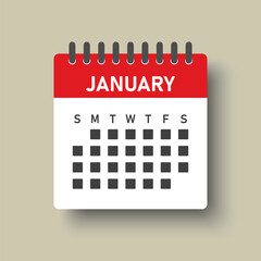 Vector template icon page calendar, month January
