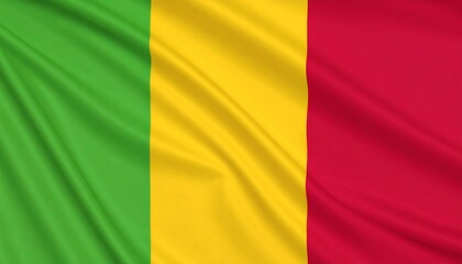 Guinea national flag with vertical red, yellow, and green stripes&mdash;symbolizing sacrifice, wealth, and natural vitality.
