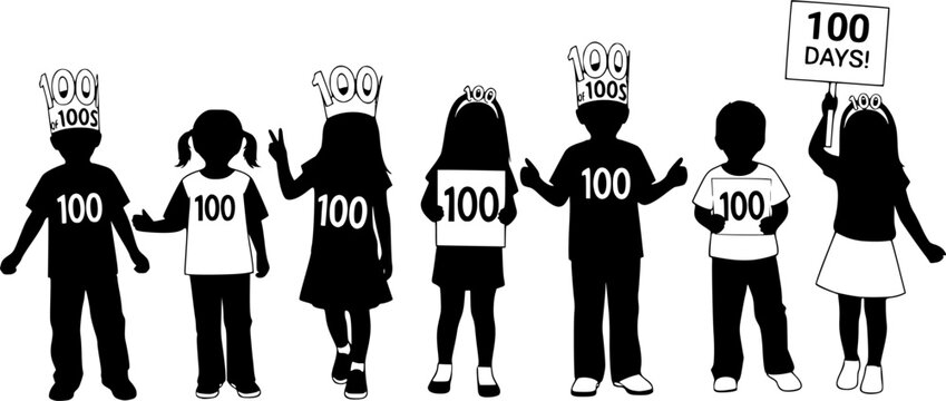  100 days of school kids, 100 days of school kids silhouette, School kids silhouette, School child, Kids silhouette, Kids, 100 days of school costume kids