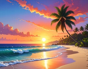 Tropical Sunset Beach Paradise.