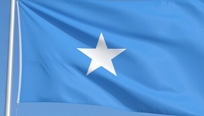 Somalia national flag with light blue field and central white five-pointed star&mdash;symbolizing unity and the nation's path to independence.