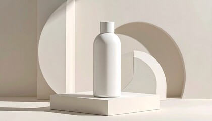Elegant White Cosmetic Bottle on Display.