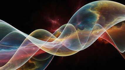 Cosmic Energy Waves and Nebula Interactions Showcasing Fluid Colors and Motion in the Cosmos - astral illustration 