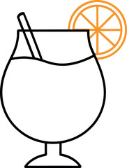 Fototapeta premium Stylized Sangria Cocktail Glass with Citrus Slice and Straw