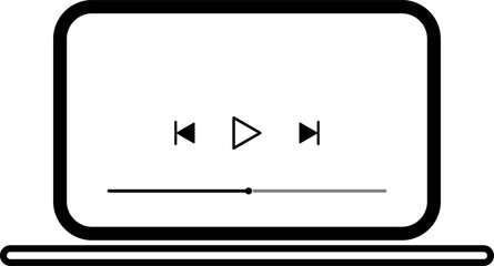 Minimal vector line art multimedia video player with play button icon art illustration design