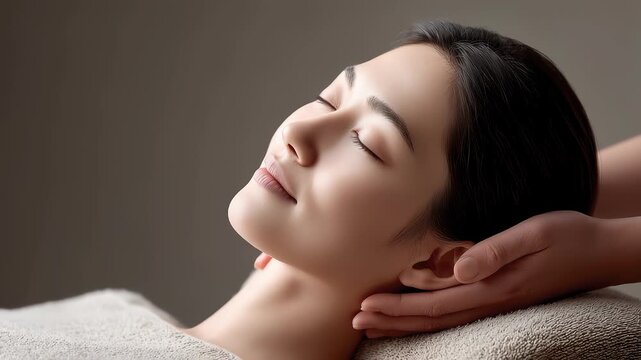 Woman enjoying neck massage to relax body and mind