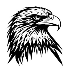 Stylized white eagle head profile illustration on black background