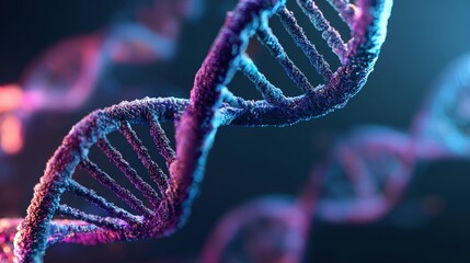 3D Glowing DNA Double Helix in Futuristic Holographic Style