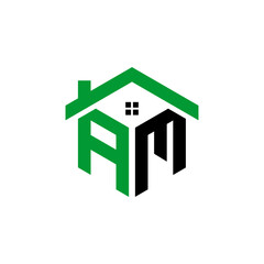Green and Black AM House Logo Design