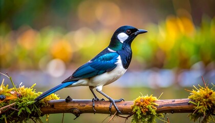 Colorful Bird Perched on Branch.