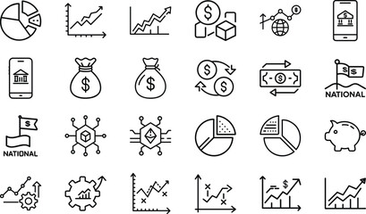 Digital Economy Network Icon – Modern Vector Design of Global Financial Connection, Minimal Flat Style for Fintech and Business Infographic