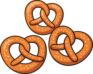 Traditional baked pretzels scattered delicious baked goods isolated vector