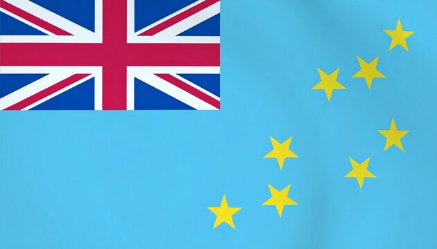 Tuvalu national flag with light blue field, Union Jack in upper hoist corner, and nine yellow stars representing islands.