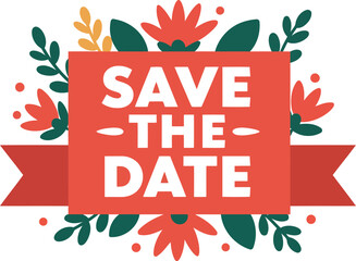 Save the date floral banner wedding announcement event invitation card vector
