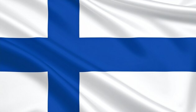 Finland national flag with blue Nordic cross on white background.