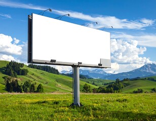 Blank Billboard in Scenic Countryside.