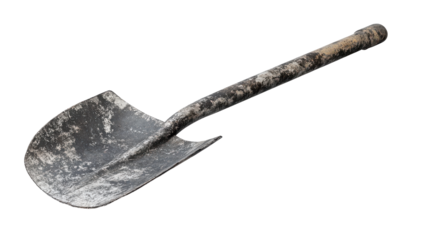 Rusty Shovel Close-up: A close-up shot of a weathered, rustic shovel, revealing its aged metal and worn wooden handle, a testament to hard work and the passage of time.